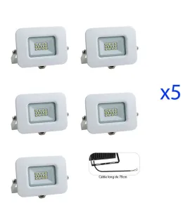 Lot de 5 Projecteurs LED 10W (60W) Blanc Premium Line IP65 850 lumens