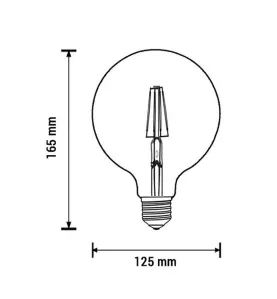 Ampoule E27 globe G125 filament LED 6,5W (50W) Optonica