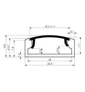 Profilé SLW8 Plat (8mm) pour Ruban Large jusqu'à 20mm