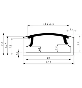 Diffuseur Transparent 18,4mm pour Profilé SLW