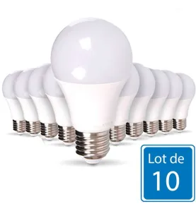 Lot de 10 Ampoules E27 12W A60 équivalent 60W