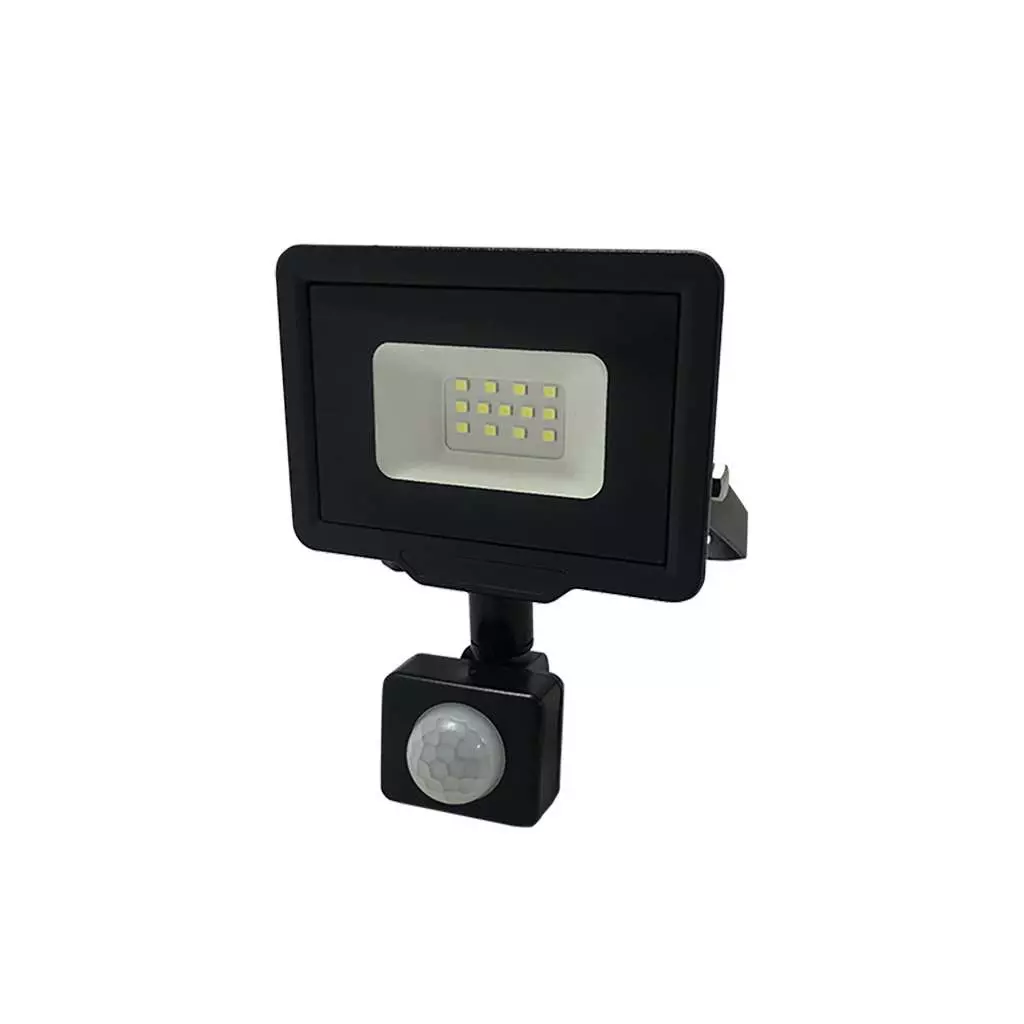 Projecteur LED 10W IP65 Noir avec Détecteur de Mouvement - Blanc