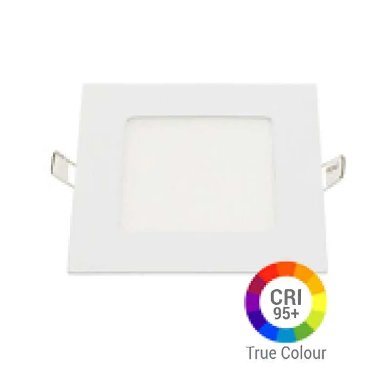 Plafonnier LED Carré 6W Extra Plat Encastrable IRC95 - Blanc Chaud 2700K