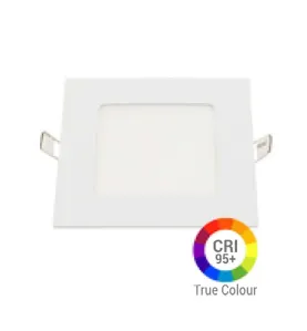 Plafonnier LED Carré 6W Extra Plat Encastrable IRC95 - Blanc Chaud 2700K