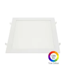 Plafonnier LED Carré 24W Extra Plat Encastrable IRC95 - Blanc Chaud 2700K