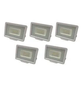 Lot de 5 Projecteurs LED Blancs 30W (160W) Étanche IP65 2400lm - Blanc du Jour 6000K