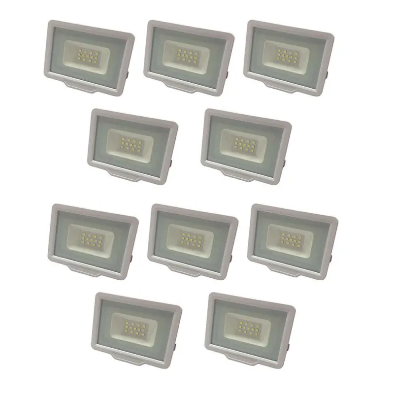 Lot de 10 Projecteurs LED Blancs 30W (160W) Étanche IP65 2400lm - Blanc du Jour 6000K