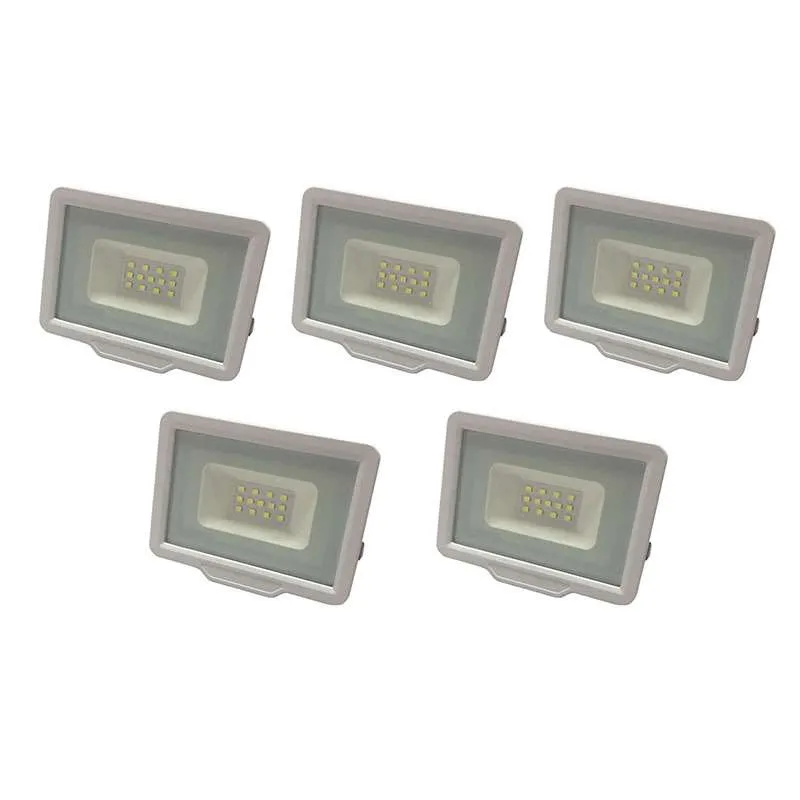 Lot de 5 Projecteurs LED Blancs 10W (50W) Étanche IP65 800lm - Blanc Naturel 4500K