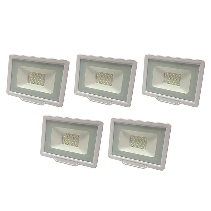 Lot de 5 Projecteurs LED 50W (250W) Blanc Étanche IP65 4000lm - Blanc Chaud 2700K