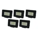 Lot de 5 Projecteurs LED Noirs 10W (50W) Étanche IP65 800lm - Blanc Naturel 4500K