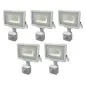 Lot de 5 Projecteurs LED Blancs 10W à Détecteur IP65 800lm - Blanc Naturel 4500K