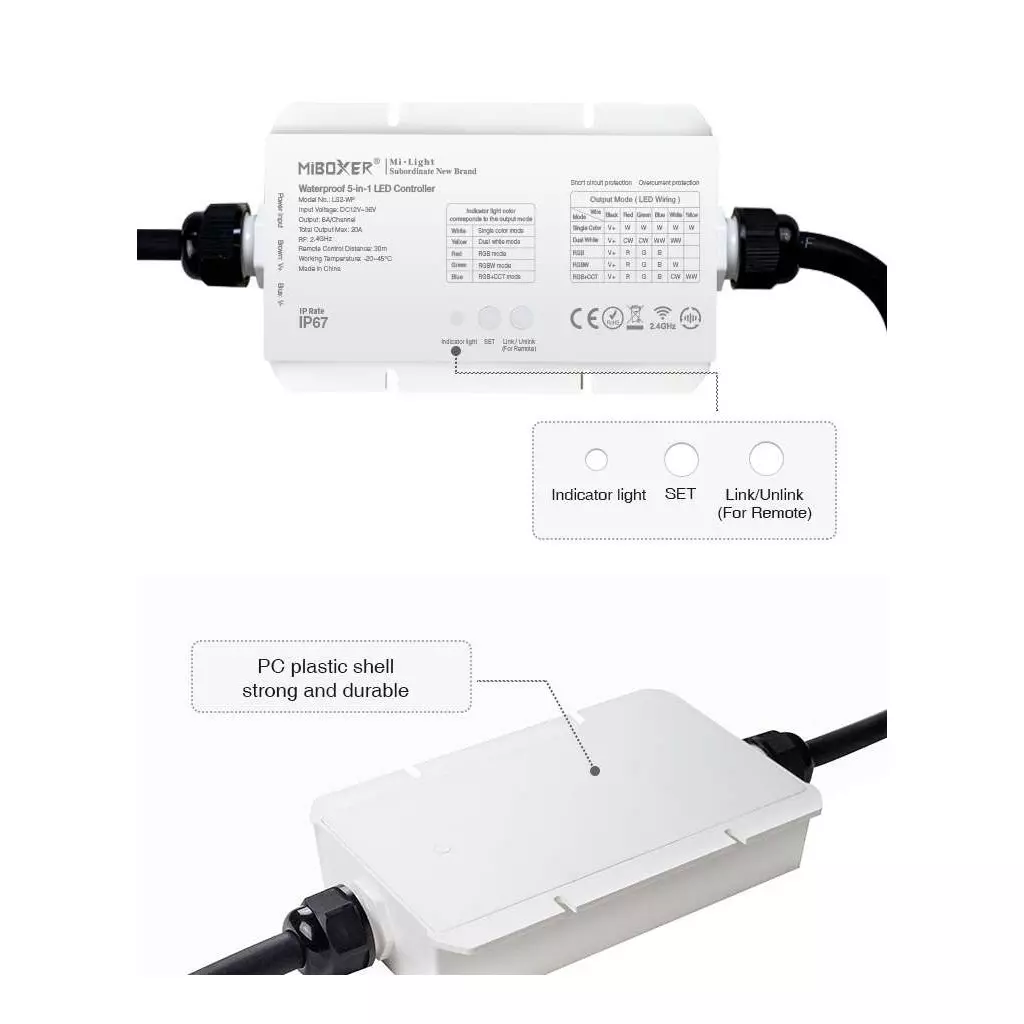 Kit Ruban LED 43,2W 12V 180LED IP20 CCT avec Télécommande et