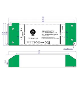 Alimentation LED 12V dimmable 75W 6,25A