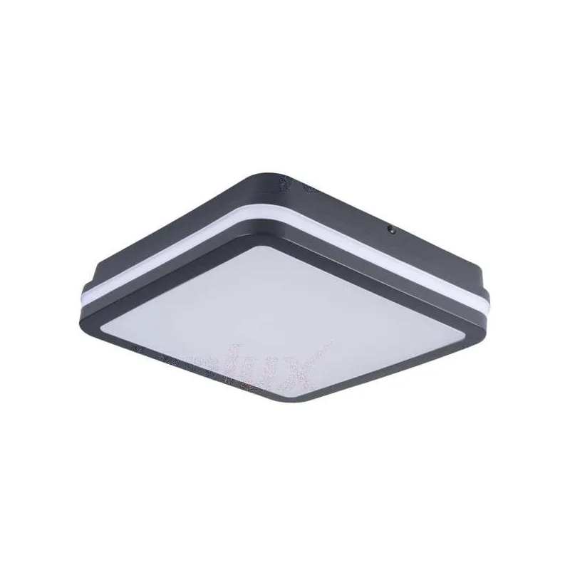 Plafonnier LED 24W étanche IP54 carré côté 260mm Graphite - Blanc Naturel 4000K