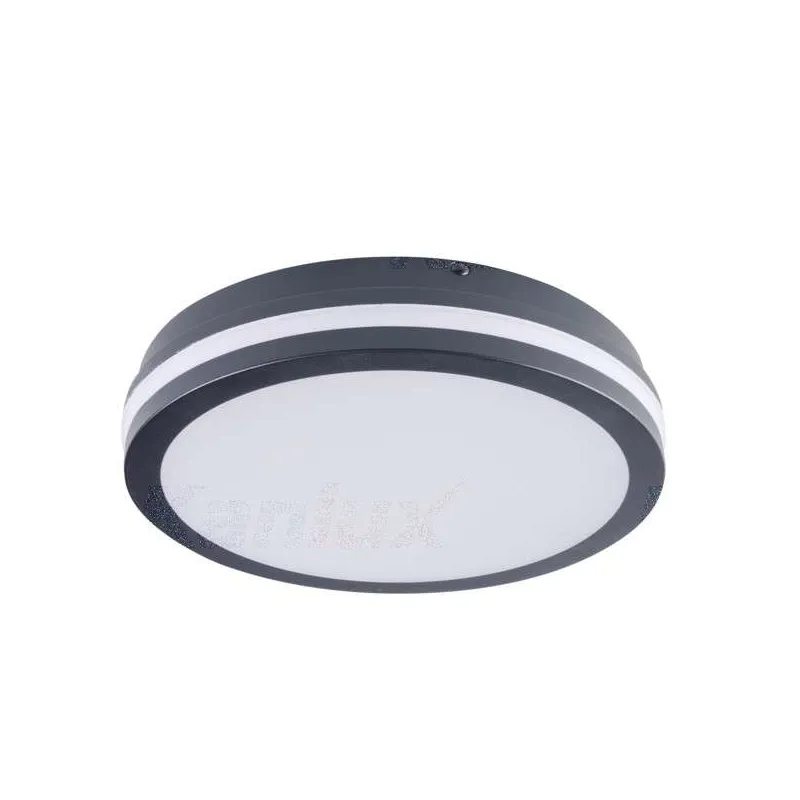 Plafonnier LED 24W avec Detecteur Hyperfréquence Étanche IP54 rond ∅260mm Graphite - Blanc Naturel 4000K