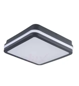 Plafonnier LED 18W étanche IP54 carré côté 220mm Graphite - Blanc Naturel 4000K