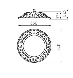 Cloche Highbay LED 50W étanche IP65 rond ∅240mm Noir - Blanc Naturel 4000K