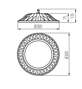 Cloche Highbay LED 100W étanche IP65 rond ∅300mm Noir - Blanc Naturel 4000K