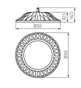 Cloche Highbay LED 150W étanche IP65 rond ∅350mm Noir - Blanc Naturel 4000K