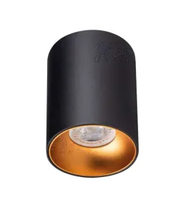 Plafonnier Saillie rond pour 1 ampoule GU10 Noir / or