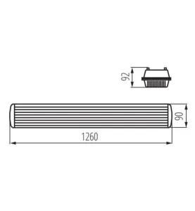 Support étanche IP65 pour 1 tube T8 longueur 1260mm Gris