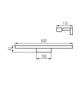 Réglette Murale 12W 600mm étanche IP44 Blanc / noir - Blanc Naturel 4000K