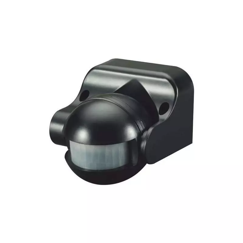 Détecteur de présence Orientable IP44 Noir D:12m 180° Lux:10-2000