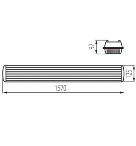 Support étanche IP65 pour 2 tubes T8 longueur 1570mm Gris