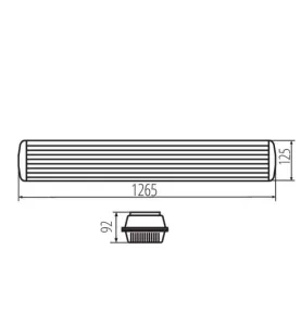 Support étanche IP65 pour 2 tubes T8 longueur 1265mm Gris