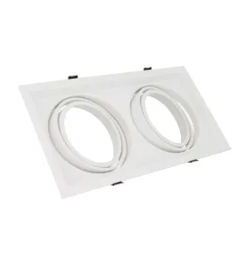 Support AR111 carré double encastrable orientable blanc