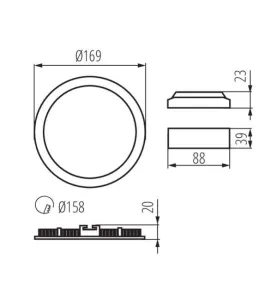 Downlight LED 12W étanche IP44 rond ∅169mm Blanc - Blanc Chaud 3000K 