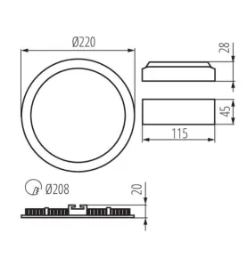 Downlight LED 18W étanche IP44 rond ∅220mm Blanc - Blanc Naturel 4000K