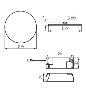 Downlight LED 6W rond ∅75mm Blanc - Blanc Chaud 3000K