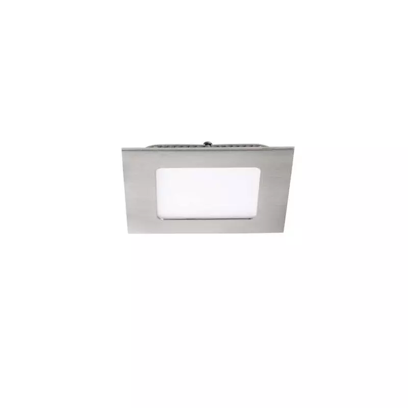 Downlight LED 6W étanche IP44 carré Nickel satiné - Blanc Naturel 4000K 