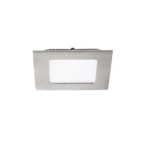 Downlight LED 6W étanche IP44 carré Nickel satiné - Blanc Naturel 4000K 