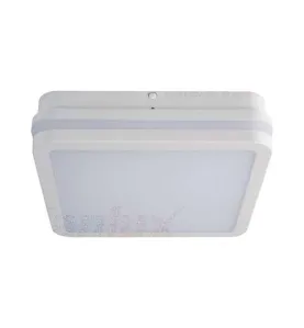 Plafonnier LED 18W étanche IP54 carré côté 220mm Blanc - Blanc Naturel 4000K 