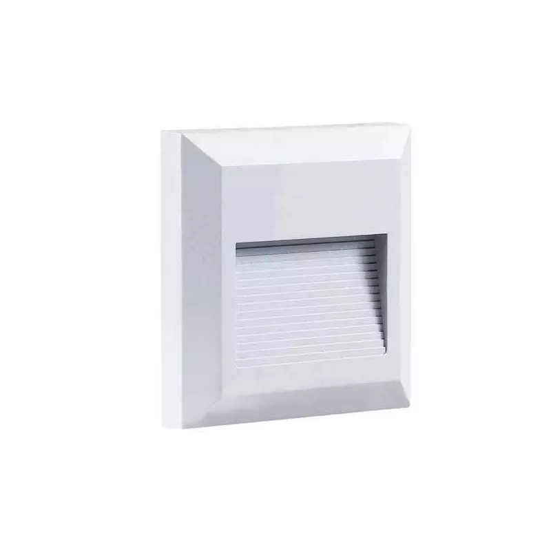 Applique 2W Encastrable LED Extérieure Étanche Carré Blanche - Blanc Chaud 3000K