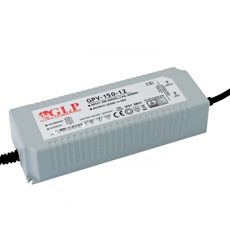 Alimentation LED DC12V 150W 12A Étanche IP67 GLP