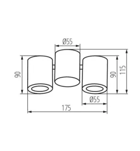 Plafonnier saillie pour 2 ampoules GU10 Noir