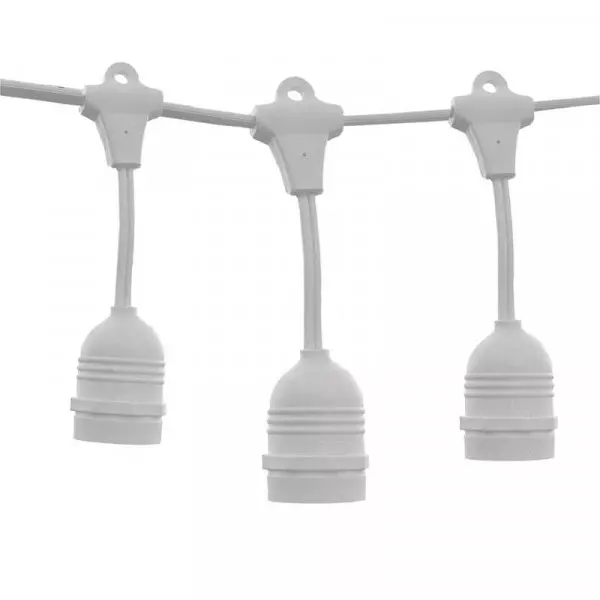 Guirlande guinguette 10 ou 20 ampoules LED 8m fil blanc blanc