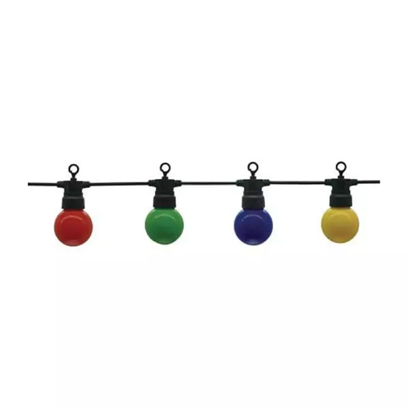 Guirlande Guinguette 10 Ampoules LED Colorées 8m Fil Noir