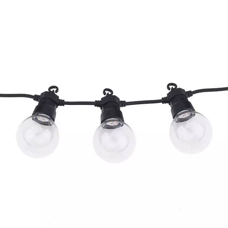 Guirlande Guinguette 10 Ampoules LED 8m Fil Noir - Blanc Chaud 2700K