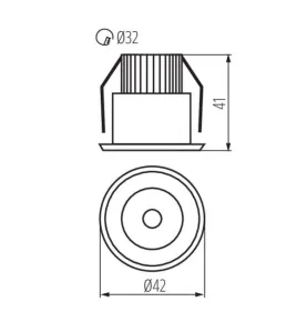 Downlight LED 1W rond ∅42mm Aluminium - Blanc Chaud 3000K