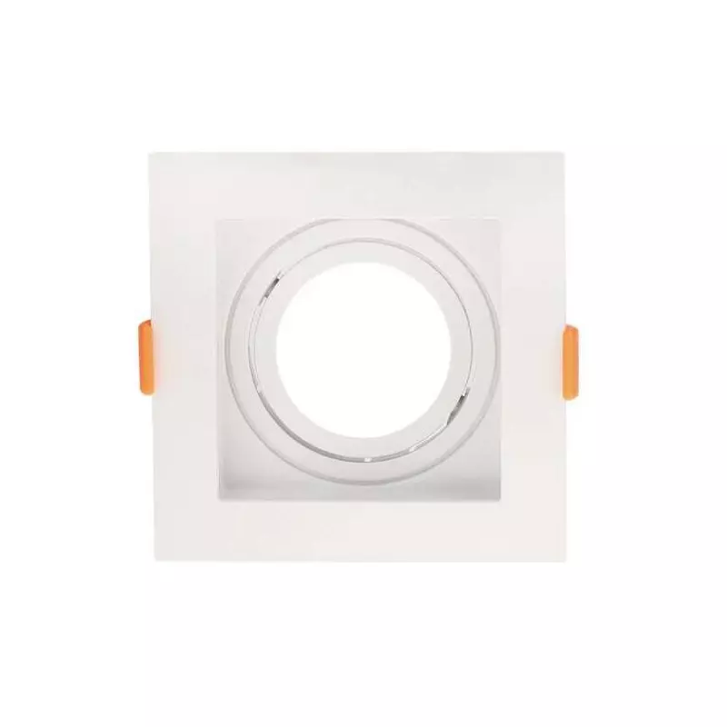 Support Spot Encastrable Fixe GU10/MR16 Carré Blanc 102x102mm Max 35W