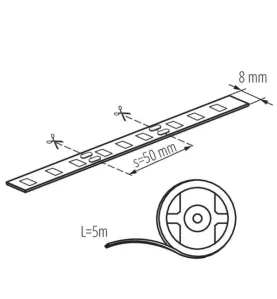 Ruban LED SMD 4,8W/m 400lm/m DC12V Étanche IP54 5m - Blanc Chaud 3300K