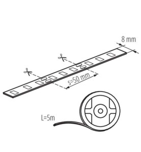 Ruban LED 4,8W/m longueur 5m - Blanc Naturel 4000K 