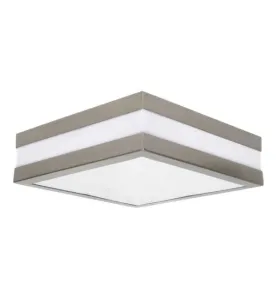 Plafonnier à Culot 2 x E27 étanche IP44 carré Nickel satiné