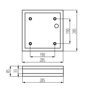 Plafonnier à Culot 2 x E27 étanche IP44 carré Nickel satiné