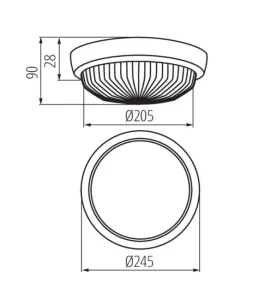 Plafonnier à Culot 1 x E27 étanche IP44 rond ∅245mm Blanc 