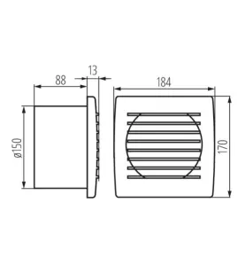 Extracteur d'air 22W Blanc - débit d'air 200m3/h